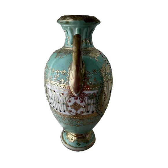 Vintage Nippon Double Handle Hand Painted Flower Vase Urn - Picture 2 of 7